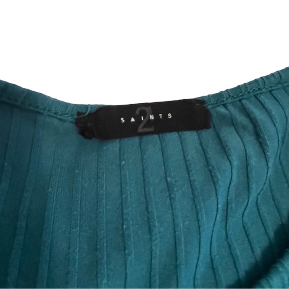 Teal crop top long sleeve - Picture 3 of 5